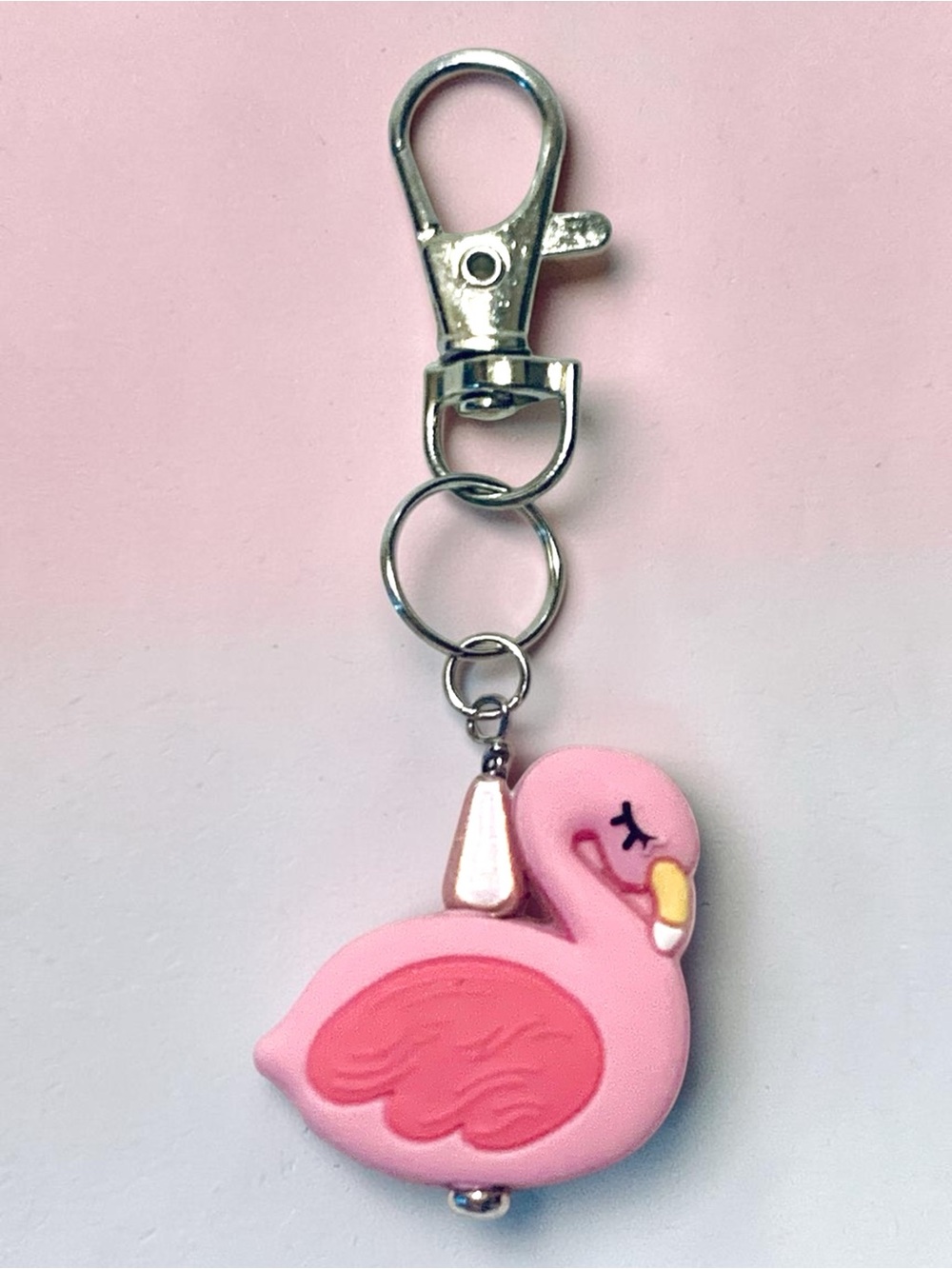 Pink 3D Flamingo Keychain Bag Charm - Brand Handmade - Picture 4 of 4